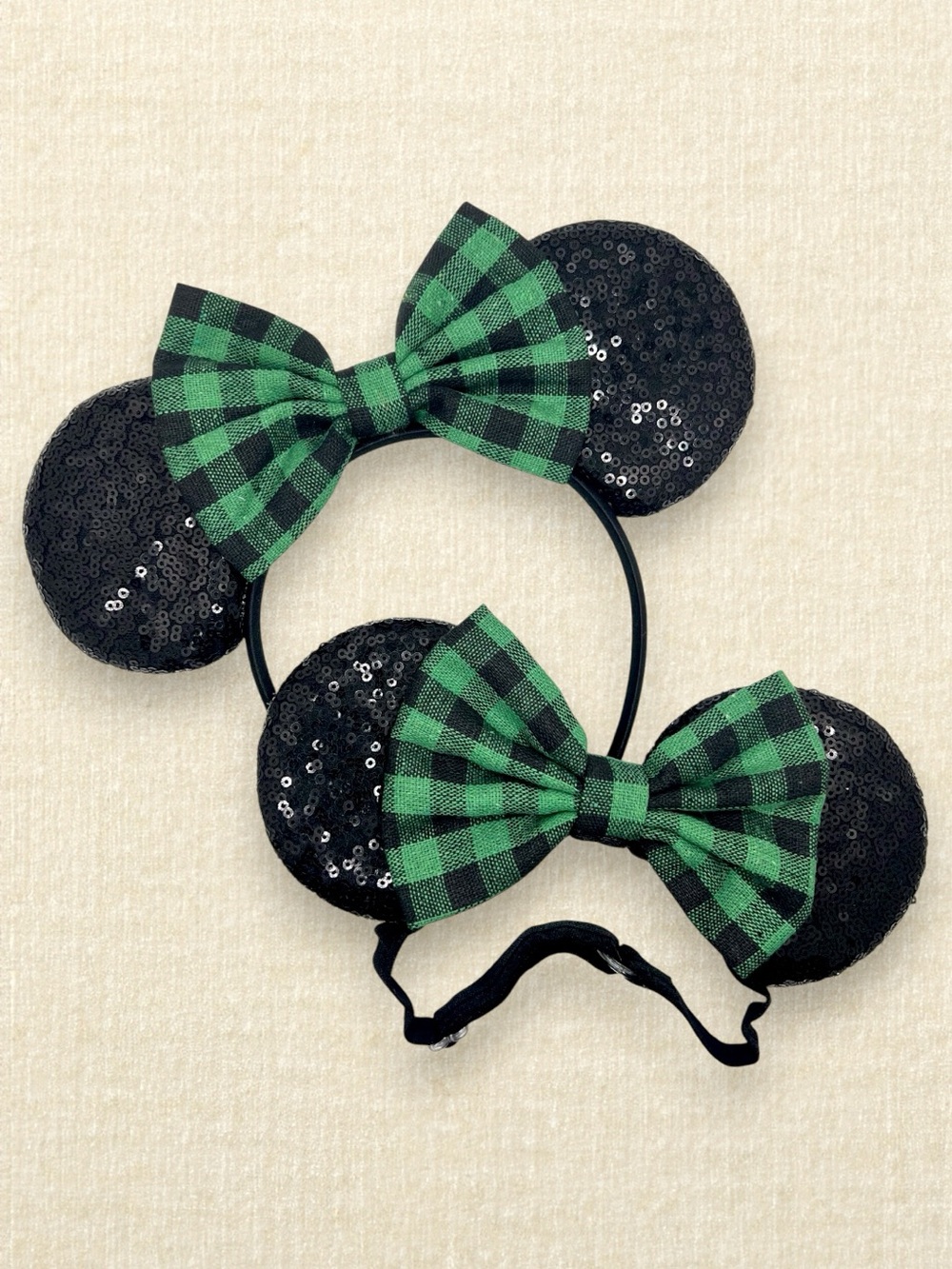 Green & Black Plaid Mommy & Me Minnie Ears | Disney-Inspired Christmas Ears